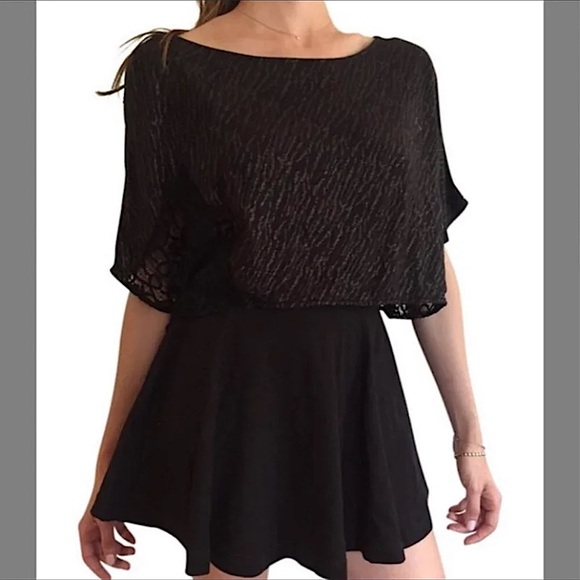 Free People Black Zebra Lace Crop Top - Picture 1 of 9